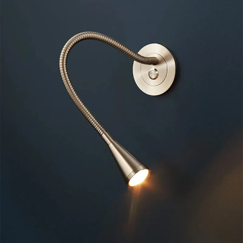 Flexible Embedded LED Reading Wall Lamp with Switch Adjustable Hotel Bedroom Bedside Headboard Sconce Study Night Light Fixture