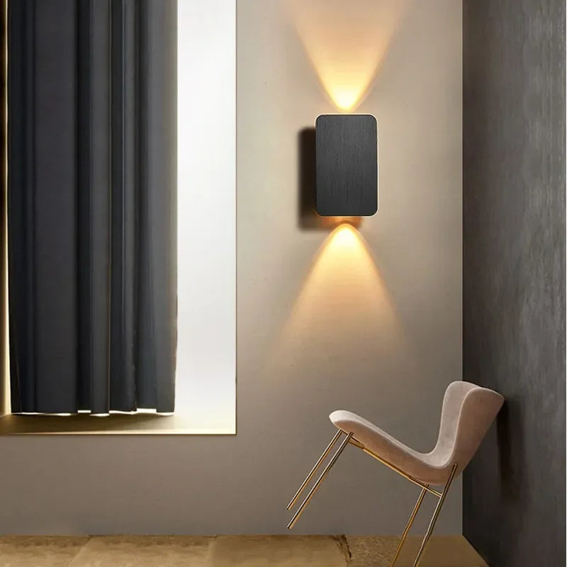 Modern Simple 6W LED Wall Lamp Indoor Decor Brushed Gold/Black Double Head Wall Light Living Room Corridor Stairs Bedroom Sconce