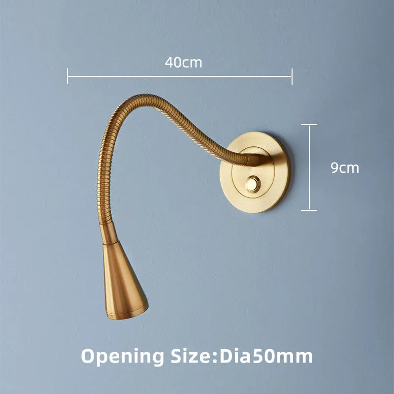 Flexible Embedded LED Reading Wall Lamp with Switch Adjustable Hotel Bedroom Bedside Headboard Sconce Study Night Light Fixture