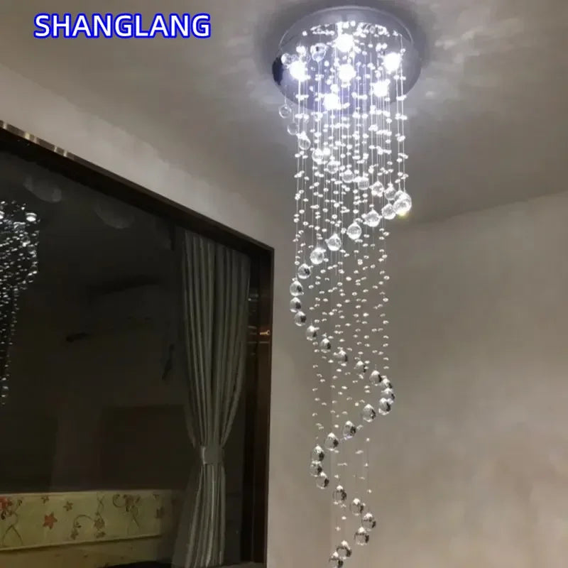 Modern K9 Large LED Spiral Living Room Crystal Chandeliers Lighting Fixture For Staircase Stair Lamp Showcase Bedroom Hotel Hall