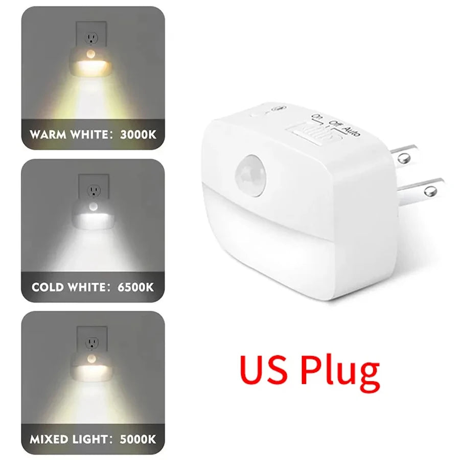 EU US Plug Led Wall Lamp with PIR Motion Sensor AC 110-240V Socket Human Induction Night Light for Hallway Staircase Bedroom