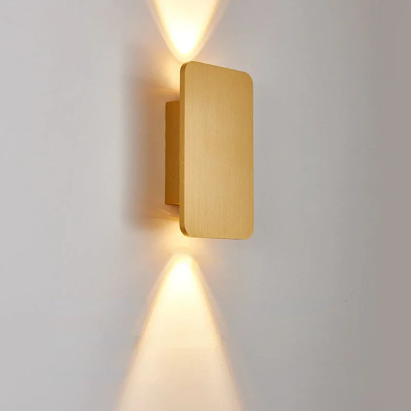 Modern Simple 6W LED Wall Lamp Indoor Decor Brushed Gold/Black Double Head Wall Light Living Room Corridor Stairs Bedroom Sconce