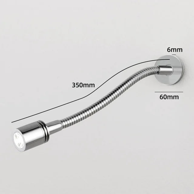 Flexible Embedded LED Reading Wall Lamp with Switch Adjustable Hotel Bedroom Bedside Headboard Sconce Study Night Light Fixture