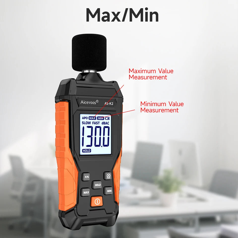 Aicevoos Digital Sound Level Meter,Decibelimeter,30-130dB Measure,Decibels Sound Level Noise Meter,Decibelios Decibel Monitor