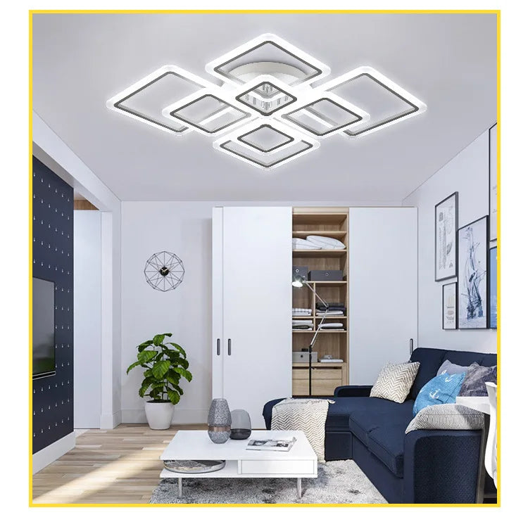 Nordic New Acrylic Ceiling Lights Modern Simple Geometric Lighting for Living Room Light Luxury Atmospheric Bedroom Lamp