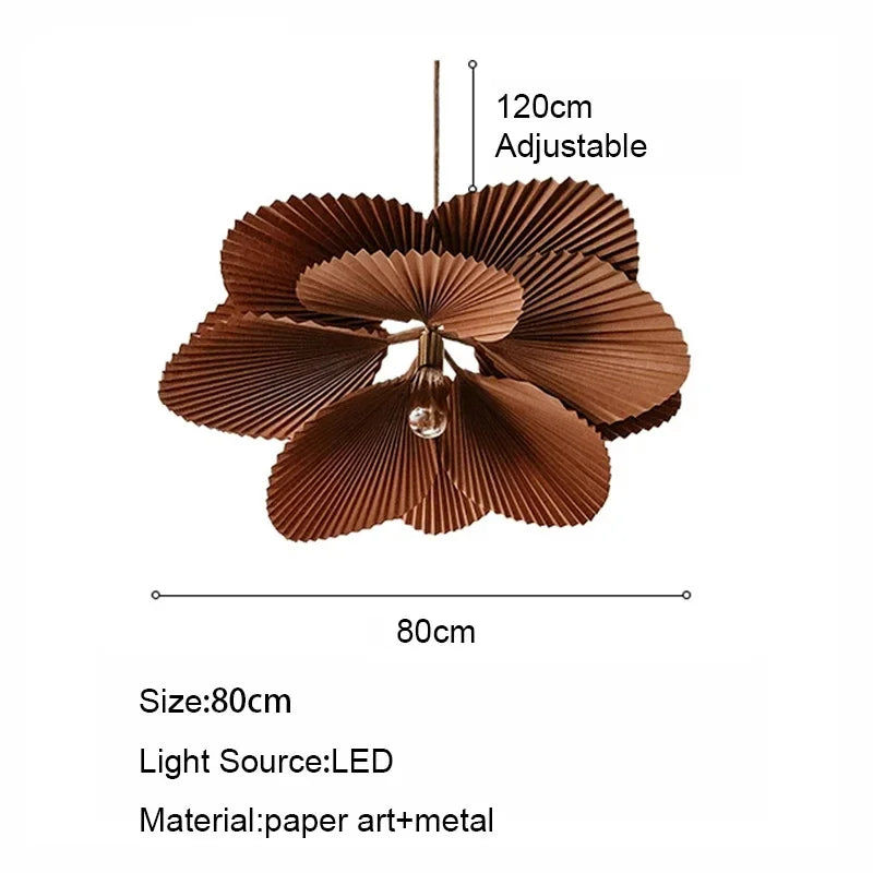 Wabi Sabi Fan Leaf Ceiling Pendant Lamp Living Room Bedroom Mood Lamp Restaurant Shop Chandelier for Home Interior Decoration