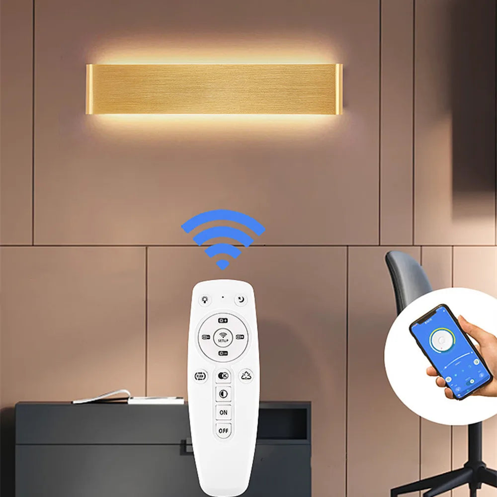 Led Wall Sconce Light 2.4G Bluetooth Remote Control Dimmable Wall Lamp AC170-245V Living Room Bedroom Indoor Wall Light Fixture