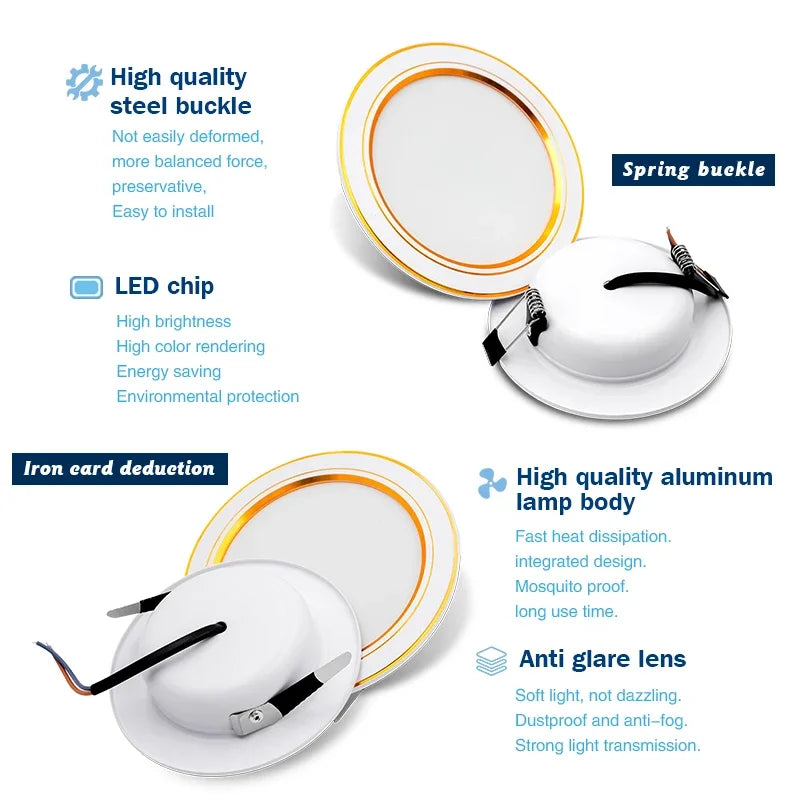 10pcs/lot Led Downlight 5W 9W 12W 15W 18W AC110V 220V Recessed Ceiling Light DC12V 24V Round Panel Down Light Spotlight Lighting