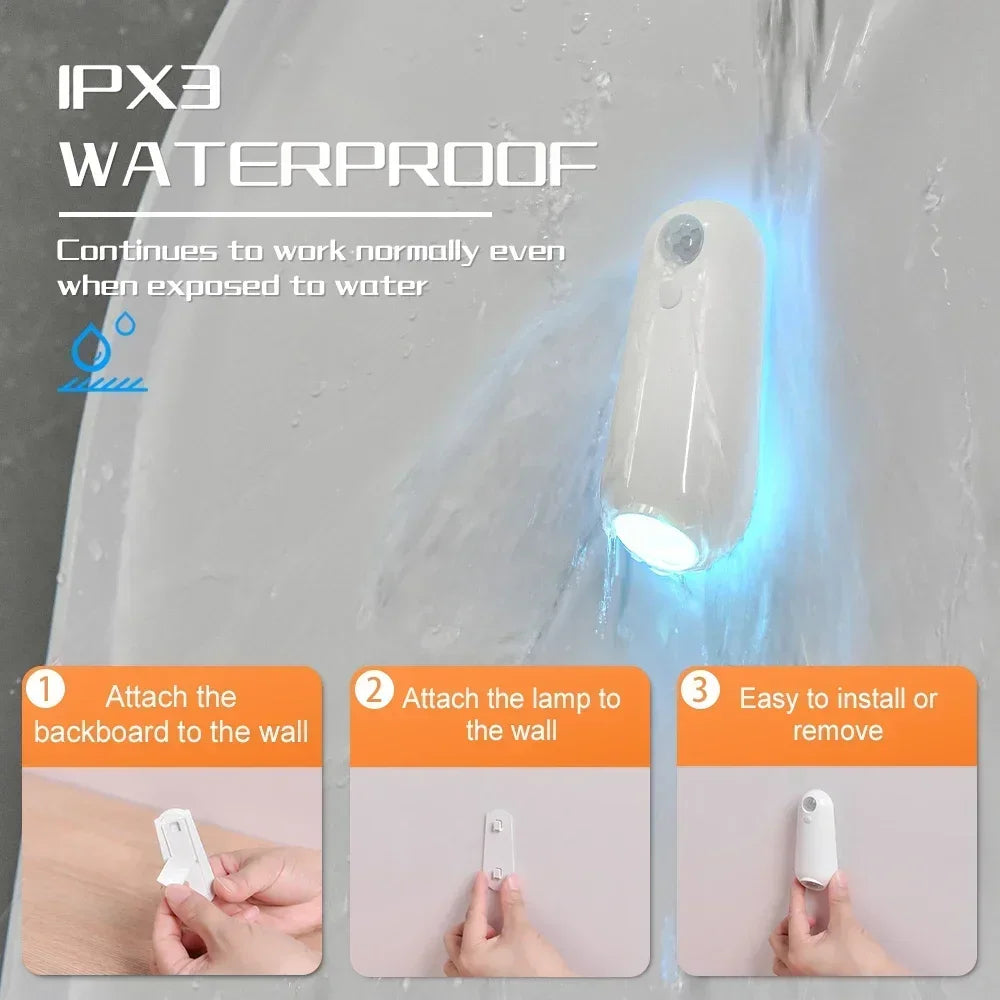2in1 RGB Night Light LED Motion Sensor Light 8 Light Modes Type-C Rechargeable Lamp for Toilet Corridor Passageway Step Lighting
