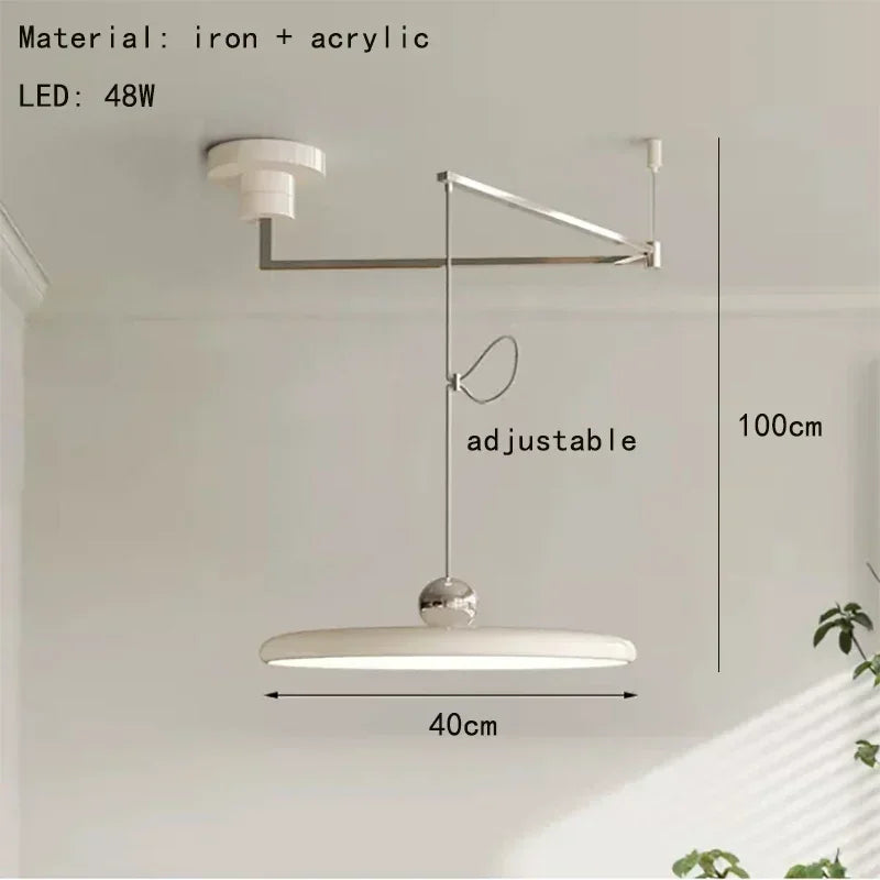 Modern Cream Style LED Pendant Light Creative Art Acrylic Movable Home Decor Chandeliers For Bedroom Study Room Studio Light Fix