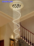 Modern K9 Large LED Spiral Living Room Crystal Chandeliers Lighting Fixture For Staircase Stair Lamp Showcase Bedroom Hotel Hall