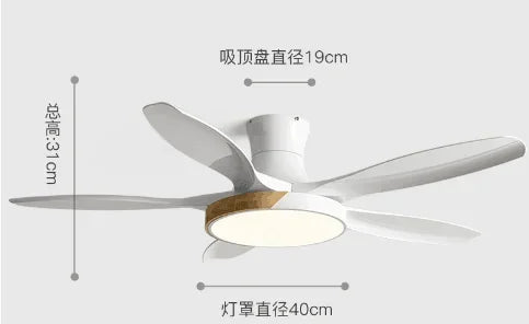 Modern living room ceiling fan light wooden ceiling fan variable frequency 52 60 inch LED remote control ceiling fan with light