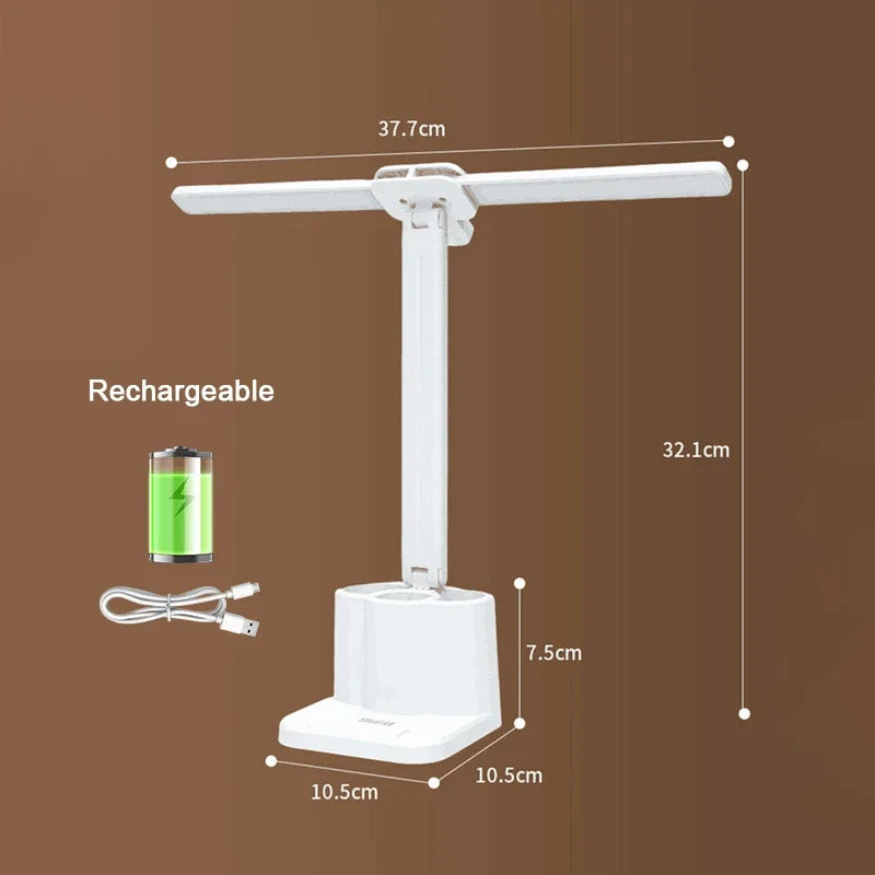 LED Desk Lamp 3 Levels Dimmable Touch Night Light USB Rechargeable Eye Protection Foldable Table Lamp For Bedroom Bedside Desk
