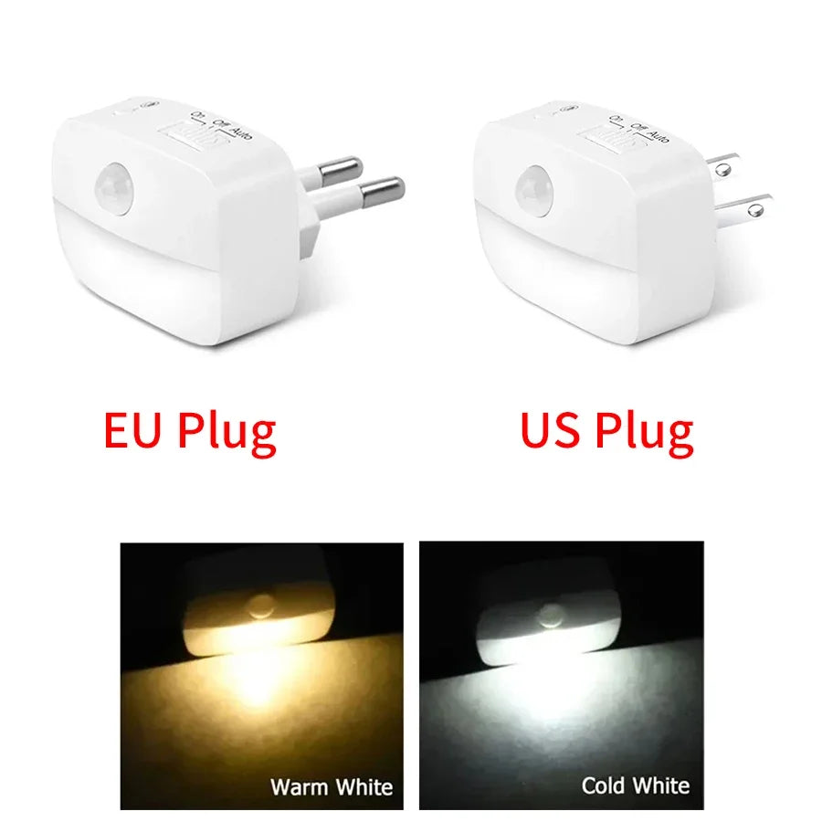 EU US Plug Led Wall Lamp with PIR Motion Sensor AC 110-240V Socket Human Induction Night Light for Hallway Staircase Bedroom