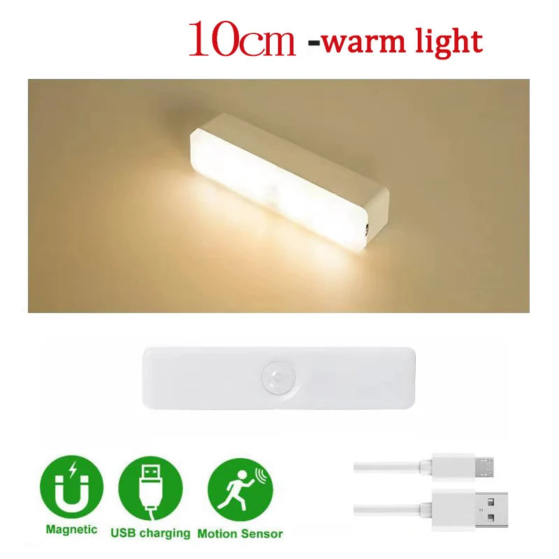Wireless Under Cupboard Light LED Motion Sensor Cabinet Light USB Rechargeable Long Strip Night Lamp For Kitchen Closet Wardrobe