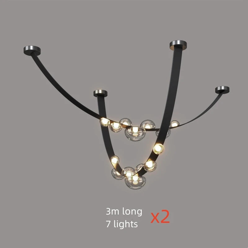 Minimalist Leather Glass Designer LED Ceiling Chandelier Living Dining Room Bar Hotel Exhibition Hall Bedroom Home Decor Lamps