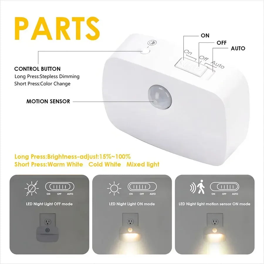 EU US Plug Led Wall Lamp with PIR Motion Sensor AC 110-240V Socket Human Induction Night Light for Hallway Staircase Bedroom